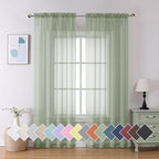 Aiyufeng Sheer Bedroom Curtains 2 Panel Sets 84" Inch Length - Transparent Light Weight Soft Sage Window Treatment Panels for Study Room/Living Room/Guest Room, Per Panel W40 X L84 inches