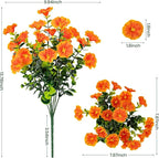 Artificial Faux Flowers for Outdoor 16 Bundles Boxwood Fake Morning Glory for Planter,UV Resistant Fake Flowers for Home Porch Patio Outside（Orange）