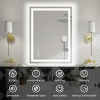 32x32 Inch Lighted Bathroom Mirror for Wall, LED Mirror for Bathroom, Dimmable, Anti-Fog, Lighted Bathroom Vanity Mirror for Wall, ETL Listed, Tempered Glass(Horizontal/Vertical)