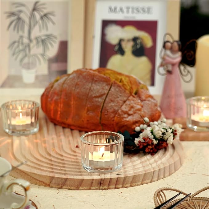 Homemory 24 Pcs Tealight Candle Holders, Clear Votive Candle Holders, Glass Candle Holder for Table Centerpiece, Wedding, Baby Shower, Birthday, Party, Halloween, Christmas