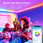 TJOY 200ft Bluetooth LED Strip Lights, Long Strip Lighting Music Sync, RGB Color Changing LED Lights for Bedroom with Remote,Smart Phone APP Control, Ceiling Living Room Decor (APP+Remote+Mic/2 Roll)