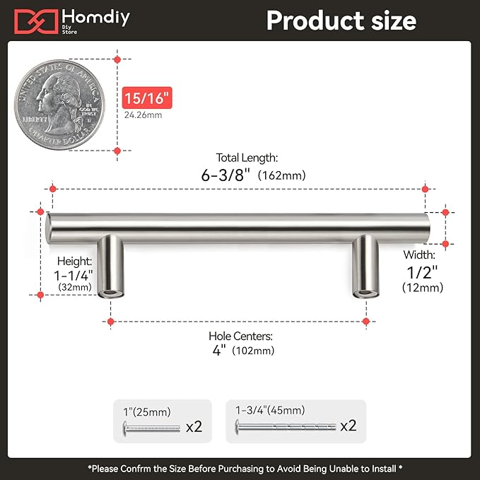 homdiy Cabinet Handles Brushed Nickel Cabinet Pulls - HD201SNB Cabinet Hardware 10 Pack 4in Hole Centers Cabinet Door Handles for Kithen Cabinets