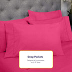 6 Piece Bed Sheet Set, Queen, Fuschia