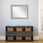 Amanti Art Silver Bathroom Mirror for Over Sink, 26x32 Vista Brushed Nickel Rectangle Vanity Mirror, Large Casual Frame, Hangs Horizonally and Vertically, Bathroom Wall Decor, Beveled Edge