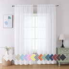 Aiyufeng Voile Sheer White Curtains - Transparent Light Weight Soft Window Treatment Curtain Panels with Rod Pocket Top for Patio Door/Living Room (W40 x L96, 2 Panels)