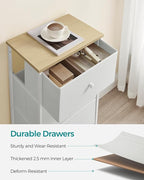 SONGMICS Dresser for Bedroom, Fabric Dresser with 4 Drawers, Metal Frame, Small Chest of Drawers, White and Oak ULTS314W57