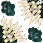 Battery Operated Christmas Lights 4 Pack 18 Feet 50 LED Clear Mini String Lights with 8 Modes Waterproof Tree Lights for Xmas Outdoor Indoor Holiday Party Garden Decor, Warm White