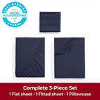 Mellanni Twin XL Sheets Set - 3 PC Iconic Collection Bedding - Hotel Luxury, Extra Soft, Cooling Bed Sheets - Wrinkle, Fade, Stain Resistant (Twin Extra Long, Navy Blue)