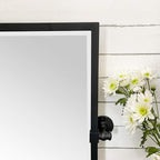 Black Metal Framed Pivot Rectangle Bathroom Mirror Tilting Beveled Vanity Mirrors for Wall, Overall 23.9 x 24 inches (Mirrror 20 x 24 inches)