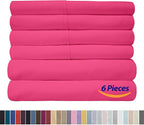 6 Piece Bed Sheet Set, Split King, Fuschia