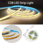 A 5V USB LED Light Strip, COB LED Strip Lights, Warm 5V LED Lights, Small LED Strip Light, TV Lights for TV Under Cabinet Kitchen Living Room Shelving or Displays (Warm 6.56ft)