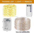 33FT 200 LED Fairy Lights Battery Operated with Timer & Remote, 8 Modes Dimmable Twinkle Lights, Waterproof Warm White Fairy String Lights for Outdoor Patio Wedding Mason Jar Party Bedroom Classroom