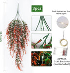 Hanging Decor Faux Plants Outdoor Artificial Hanging Plants Artificial Decor for Outdoors Plants Decor Faux Hanging Plants Fake Plants for Indoor Wall Room Backgarden Yard Front Door Decor(Orange)
