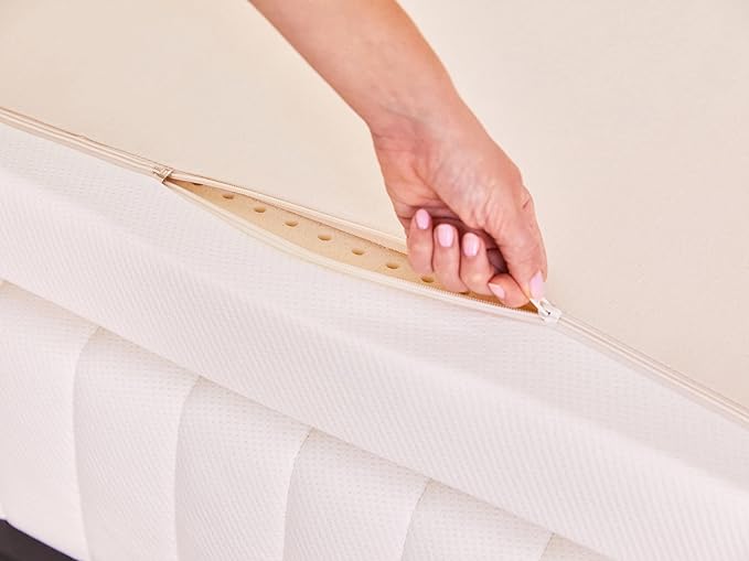Pure Green Natural Latex Mattress Topper w/Luxury Cover - Firm - 1 Inch - Full Size (GOTS Certified Organic)