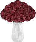 36 Pcs Burgundy Artificial Chrysanthemums Flowers Red Fake Mums Silk Ball Flowers for Fall Home Decor Wedding Table Centerpiece Christmas Floral Arrangements (Burgundy)