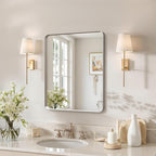 20x16"Bathroom Vanity Mirror for Wall, Aluminum Framed, Farmhouse Rectangle, Anti-Rust, HD Reflection Anti-Desilvering, Distortion Free, Tempered and Shatter-Proof Wall Mounted Mirror, Silver