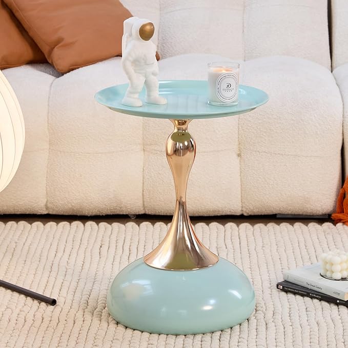 Sleek Hourglass Side Table - Stylish Modern Design Perfect for Living Rooms, Cafes, Dining Areas, Bedrooms, and Outdoors - Chic Decorative Accent (2, Light Green)