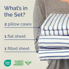 Full Size 4 Piece Sheet Set - Comfy Breathable & Cooling Bed Sheets Set - Hotel Luxury Bedding for Women, Men, Kids, Teens, Boys & Girls - Deep Pockets, Soft, Wrinkle Free - Oeko-Tex - Blue Stripes 2