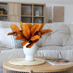 4 Pcs Fall Magnolia Silk Leaves Branches 22 Inch 3D Real Touch Autumn Faux Magnolia Stems Fake Orange Leaves Twigs for Indoor Outdoor Vase Filling Home Wedding Decoration