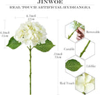 4PCS White/Cream Hydrangea Artificial Flowers, 21" Lifelike Latex Silk Real Touch Faux Hydrangea Flowers, Artificial Hydrangeas Bouquet for Wedding Centerpieces Tables Party Home