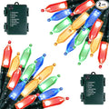Battery Operated Christmas Lights 2 Pack 18 Feet 50 LED Clear Mini String Lights with 8 Modes Waterproof Tree Lights for Xmas Outdoor Indoor Holiday Party Garden Decor, Multicolor
