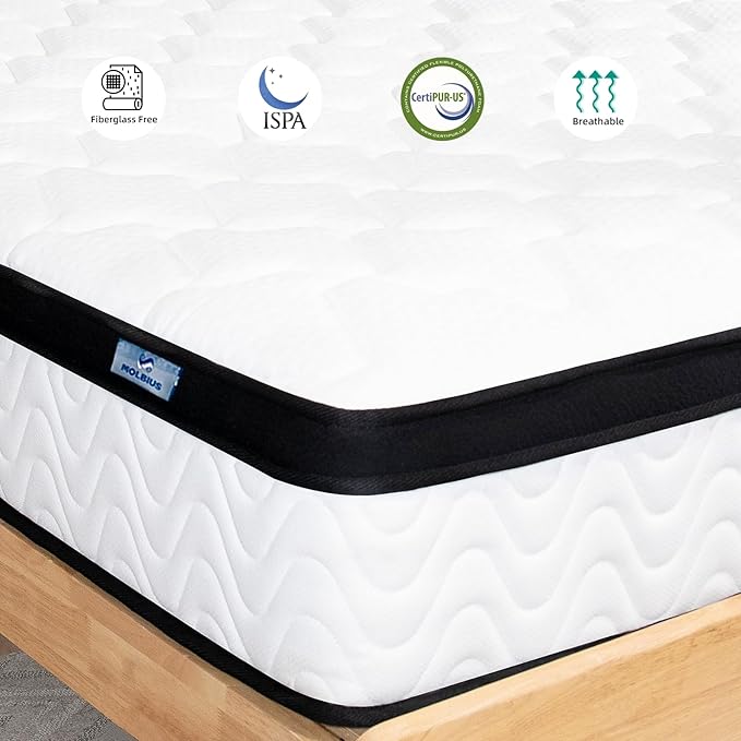 King Size Mattress | 12 Inch Hybrid Mattresses King in a Box | Medium Firm Memory Foam and Individual Pocket Springs | Fiberglass Free Bed Matress | Breathable | CertiPUR-US