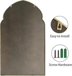 ironsmithn Arched Wall Mirror, Gold Bathroom Mirror, Wall Mounted Decorative Mirror, 38" x 22" Modern Art Oblong Mirror for Master Bath Half Bath Living Room Bedroom Fireplace Entryway