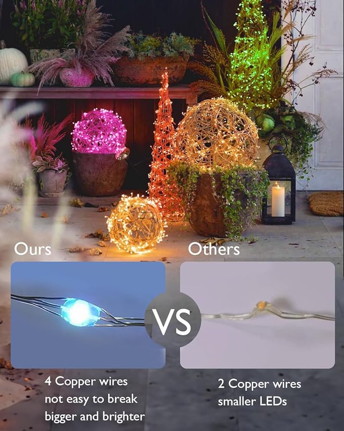 Homemory 2 Pack Color Changing Fairy Lights Battery Operated, 20Ft 60LEDs RGB Fairy String Twinkle Lights with Remote, Waterproof Silver Wire for Halloween Decor-13 Colors