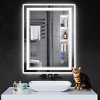 32"x24" LED Bathroom Mirror with Anti-Fog, Stepless Dimmable Lights, 3 Color Modes, Shatter-Proof Tempered Glass, Memory Function & Waterproof Design