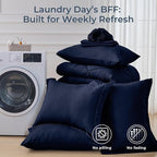HEVUMYI Navy Blue Cali-King Comforter Set - 7-Piece All Season Bed in a Bag Cali-King, Ultra Soft Bedding Set with Comforter, Flat Sheet, Fitted Sheet, Pillowcases, Pillow Shams, Navy Blue
