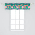 Ambesonne Floral Window Valance, Pattern with Lotus Flowers Peonies and Chrysanthemums Oriental Motifs Garden Art, Curtain Valance for Kitchen Bedroom Decor with Rod Pocket, 54" X 12", Teal