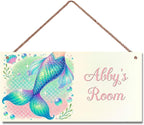 Personalized Sign Mermaid Tail Sign Rerto Wall Art Decor For Kids Room Custom Name Door Décor For Little Man Cave Girls Bedroom Home Garden Yard