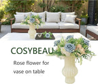 Artificial Rose Flowers 25pcs, Dusty Sea Blue Foam Fake Rose Faux Flower for Wedding Bouquets Bridal Shower Centerpieces Floral Arrangements Home Decorations Party Backdrops Table