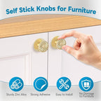 Self Adhesive Drawer Knobs, 4 Pack Self Stick Door Pull Handles, Zinc Alloy No Drilling Cabinet Knobs for Drawer, Closet, Window, Dresser, Sliding Barn/Glass Shower/Balcony Door (4, Gold)
