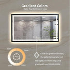 LED Mirror, 60x36 Inch Black Framed Gradient Front and Backlit Bathroom Mirror Black Frame, 3 Colors Dimmable CRI>90, IP54 Enhanced Anti-Fog Wall Mounted Bathroom Vanity Mirror