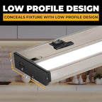 LED Under Cabinet Lighting Hardwired - 3CCT 18 Inch Satin Finish - Undercabinet Lights for Kitchen - Linkable Undercounter Dimmable Plug in Light or Hard Wired - Under Counter Fixture Direct Wire