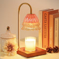 Candle Warmer Lamp, Candle Lamp Wax Warmer, Timer & Dimmer 7-Levels, Compatible All Jar Candles, Top Melting, Glass Candle Heater Lamp for Scented Wax, Elegant Home Decoration, Pink Flower