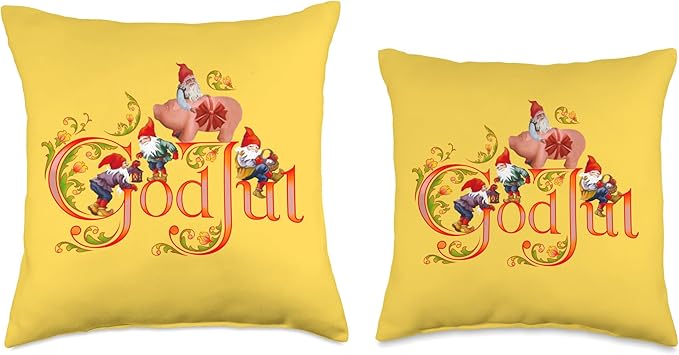 Scandinavian Christmas God Jul Marzipan Pig Throw Pillow