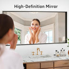 55”x 36” Black Bathroom Mirrors for Over Sink, Metal Framed Rectangle Mirror, Large Modern Wall Vanity Mirror, Mirrors for Wall Decor Living Room Bedroom Entryway (Horizontal/Vertical)