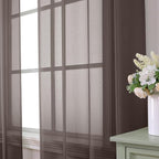 Aiyufeng Chocolate Brown Sheer Curtains 96 Inches Long 2 Panels, Solid Voile Rod Pockets Stylish Breathable Drapes Window Treatment for Kid's Room/Bedroom/Living Room, 42W x 96L, Chocolate Brown