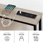 HOOBRO 47.2" Skinny Console Table with Power Outlets, 5.9" Behind Couch Table with Charging Station, Narrow Sofa Table, Long Entryway Table for Living Room, Hallway, Foyer, Greige BG15XG01G1