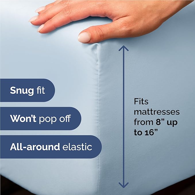 Full Size 4 Piece Sheet Set - Comfy Breathable & Cooling Bed Sheets Set - Hotel Luxury Bedding for Women, Men, Kids, Teens, Boys & Girls - Deep Pockets, Ultra-Soft, Wrinkle Free - Oeko-Tex - Sky Blue