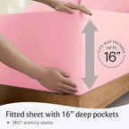 LuxClub 5 PC Sheet Set Bed Sheets Deep Pockets 16" Eco Friendly Wrinkle Free Cooling Machine Washable Hotel Bedding Silky Soft - Baby Pink Split King