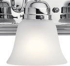 Kichler 30" 4-Light Vanity Bath Light in Chrome, Modern Bathroom Light with Clear Satin Etched Glass, ("30" W x 8" H), 5338CHS