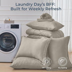 HEVUMYI Oatmeal California King Comforter Set - 7-Piece All Season Bed in a Bag Cal King, Ultra Soft Bedding Set with Comforter, Flat Sheet, Fitted Sheet, Pillowcases, Pillow Shams