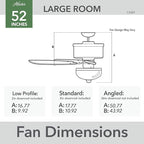 Hunter 52 inch Indoor Ceiling Fan with LED Light - White Ceiling Fan with Pull Chain, For Bedroom or Living Room, Standard Mount, No Remote, 5 Blades, Includes Bulbs - Builder Deluxe 53089, White