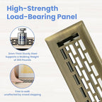 2x12 Inches Heavy Duty Walkable Floor Register - Easy Adjust Air Supply Lever Decorative Floor Vent Covers - Boston Design Vent Covers for Home - Antique Brass