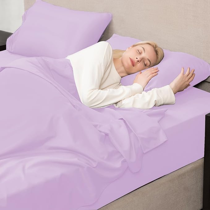Mejoroom King Size Sheet Set - Soft Microfiber Bed Sheets,Deep Pocket Fitted Sheet, Soft, Breathable, Wrinkle & Fade Resistant - 4 Piece (King, Lavender)