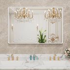LOAAO 40x32 Inch White Metal Framed Bathroom Mirror for Wall, White Bathroom Vanity Mirror Farmhouse, Large Rounded Rectangle Mirror, Anti-Rust, Tempered Glass, Hangs Horizontally or Vertically
