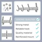 Coat Rack Wall Mount – Brushed Nickel 12 Inch Stainless Steel Hook Rail with 4 Heavy Duty Double Coat Hooks – Wall Mounted Coat Hanger for Entryway, Bathroom, Bedroom, Towel, Hat Organizer